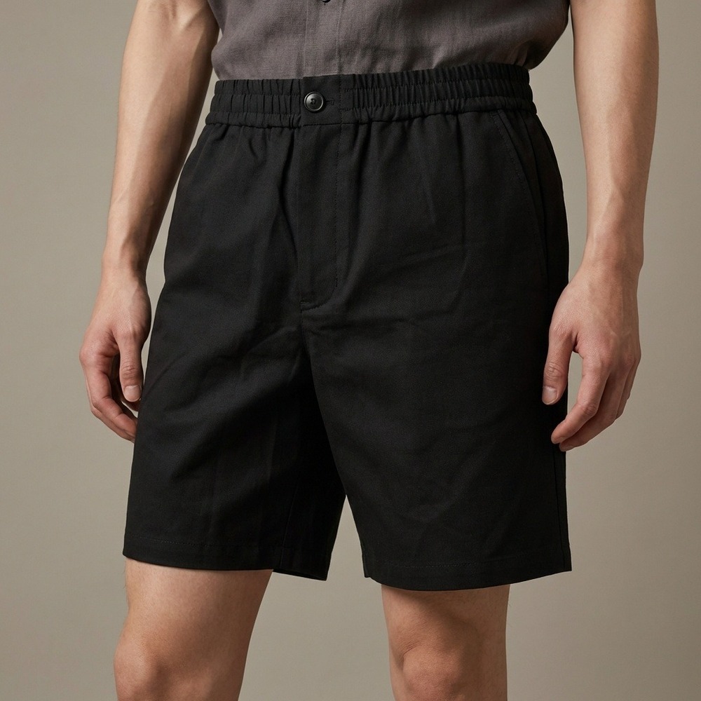 NWT AMI Alexandre Mattiussi Mens Black Elastic Waist Bermuda Shorts FR 38 / 28‎